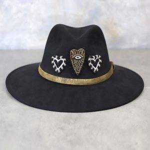 Sombrero Negro Con Aplicaciones de Chaquira